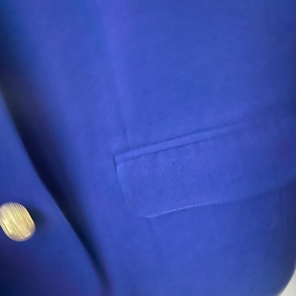 Vintage royal blue with golden metal button tweed crew neck jacket size L - Picture 6 of 11